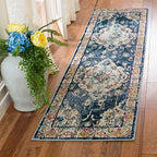 SAFAVIEH Monaco Collection Runner Rug - 2'2" x 6', Navy & Light Blue, Non-Shedding & Easy to Clean, Distressed Medallion Design, Ideal for Hallway, Foyer, Entryway, Kitchen, Bedroom (MNC243N) - color: Navy/Light Blue, size: 2'2" x 6' (Runner)