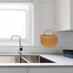 DOITOOL Handwoven Kitchen Storage Basket 7 Inch Hanging Wall Basket for Fruits Vegetables Garlic Onion Bathroom Organization
