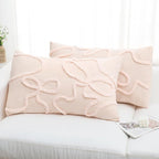 Mixweer 2 Pcs 20" x 30'' Thin Pink Coquette Bow Tufted Throw Pillow Cover 100% Cotton Bow Cushion Cases with Envelope Closure, Queen Size Pillowcase for Bed, Outdoor Couch Bedroom Car