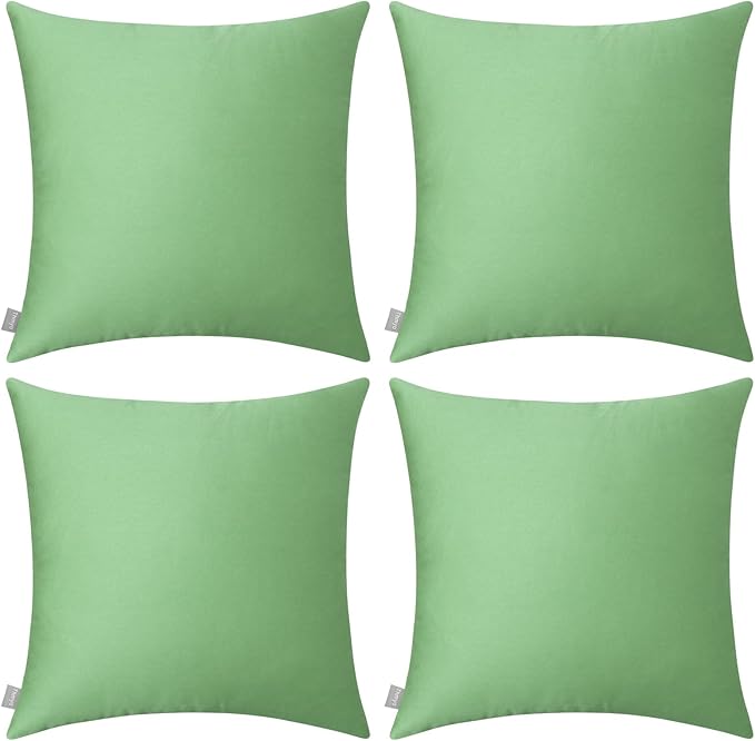 Thmyo 4-Pack 100% Cotton Comfortable Solid Decorative Throw Pillow Case, Square Cushion Cover Pillowcase Sublimation Blank Pillow Covers DIY Throw Pillowcase for Couch(18x18 inch/ 45x45cm,Sage Green)