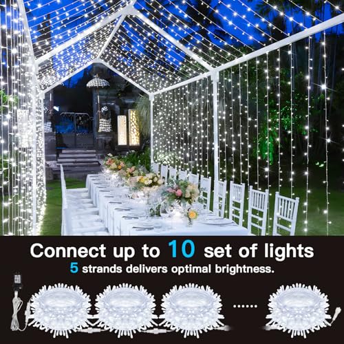 suddus 33ft 100 LED White String Lights with Timer, 12 Modes Christmas Fairy Lights Plug in, Connectable Indoor/Outdoor White Twinkle Lights for Xmas Tree, Bedroom, Garden, Wedding, Party Decorations - color: White, size: 100LED Connectable