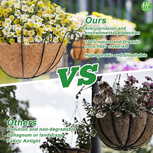 HFHOME 4 PCS 16 Inches Half Round Coco Liner, 16" Half Circle Wall Planter, Coco Fiber Replacement Liners for Wall Hanging Baskets - size: 16 inch-4P