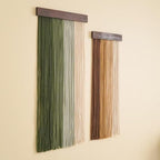 Jditngp Nordic Home Wall Decor Hand Woven Bohemian Wooden Board Tassel Wall Hanging Wall Decoration Tapestry Gradient Green Living Room Bedroom Entrance Hall Kitchen Corridor Wall Art 40''Lx15.8''W