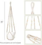 Dahey Macrame Plant Hanger Set of 3 and 2 with Hooks Indoor Hanging Planter Basket 35"/29"/23" Handmade Woven Cotton Rope Flower Plant Holder for Boho Home Decor