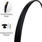 POZINO Large Round Hanging Mirror, Circle Wall Mirror with Rope, 30 Inch Black Frame Farmhouse Mirror for Bathroom Bedroom Living Room Entryway Home Decor