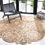 SAFAVIEH Natural Fiber Collection Area Rug - 8' Round, Natural, Handmade Boho Charm Farmhouse Jute, Ideal for High Traffic Areas in Living Room, Bedroom (NF167A) - size: 8' (Round)