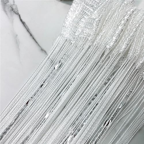 ave split 100cmX200cm Decorative Door String Curtain Beads Wall Panel Fringe Window Room Divider Blind for Wedding Coffee House Restaurant Parts Door Divider Beads Tassel Screen Decoration (white25) - color: White