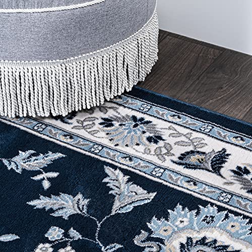 JONATHAN Y Cherie French Cottage Navy/Ivory Runner Rug, 2x10, Vintage, Bohemian, Easy-Cleaning for Living Room, Bedroom, Kitchen, Pet Friendly, Non-Shedding (MDP505E-210) - color: Navy/Ivory, size: 2' x 10' (Runner)