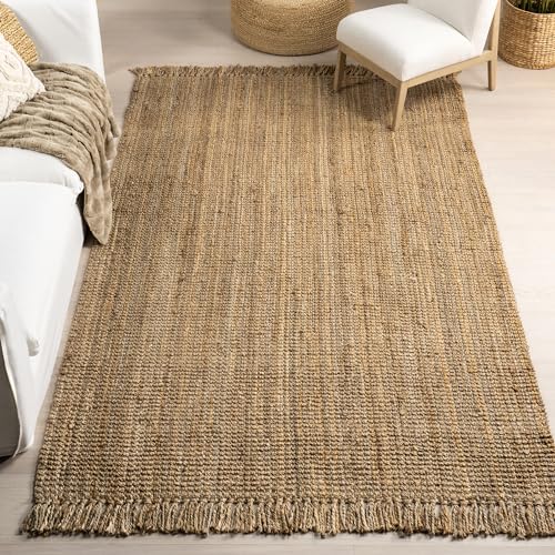 Nuloom Daniela Natural, 4' Square, Handmade, Jute, Tassel, Soft and Textured, High Traffic, Stain Resistant, Easy Clean, Durable Area Rug for Bedroom, Living Room, Dining Space, Foyer, Entryway - color: Natural, size: 4' x 4' (Square)