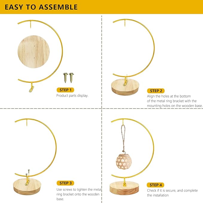 YY YEARCHY Awesomes Terrarium Ornament Display Stand Metal Stand Air Plant Stand Flower Pot Stand Holder Iron Pothook Stand for Hanging Glass Terrarium Globe Ball (2, Bright Gold)