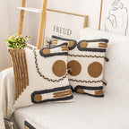 Boho Tufted Throw Pillow Covers Braided Pillow Covers Farmhouse Pillow Covers with Embroidered Geometric Pattern Decorative for Couch Bed Living Room Outdoor (18"x18"Tufted-A)