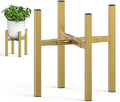 MUDEELA Plant Stand for Indoor and Outdoor: Adjustable Width Fits for 8-12 Inch Pots - Metal Heavy Duty Plant Stand Holder Up to 200lbs, 14.2 Inch Single Tier Planter Stand (Without Pot) (Gold, 1 Pack)