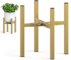 MUDEELA Plant Stand for Indoor and Outdoor: Adjustable Width Fits for 8-12 Inch Pots - Metal Heavy Duty Plant Stand Holder Up to 200lbs, 14.2 Inch Single Tier Planter Stand (Without Pot) (Gold, 1 Pack)