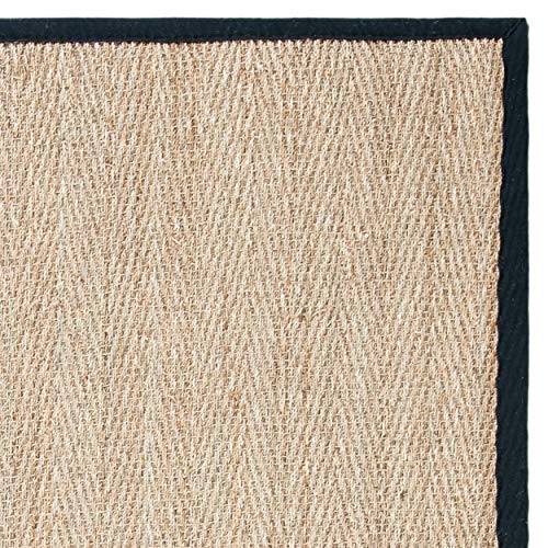 SAFAVIEH Area Rug 10x14 - Natural Fiber Collection - Large - Natural & Black, Seagrass, Herringbone Pattern with Border (NF115C) - color: Natural/Black, size: 10' x 14' (Rectangular)