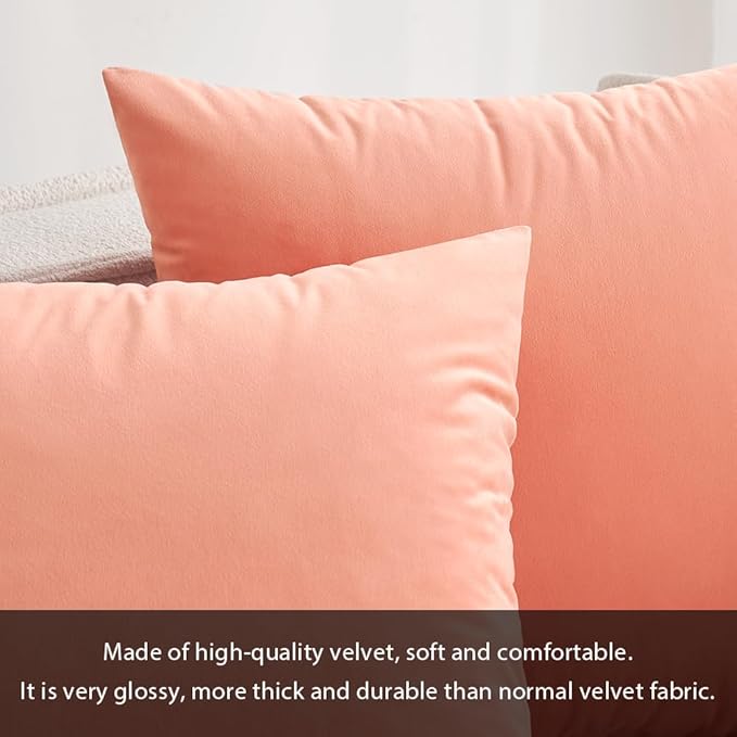 MIULEE Velvet Throw Pillow Covers 18x18 Inch, Pack of 2 - Coral Red, Soft Solid Decorative Pillow Covers Cushion Cases Modern Luxury Home Decor for Spring Couch Sofa Bedroom Livingroom