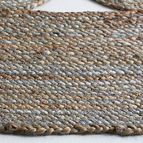 SAFAVIEH Area Rug 4' Round - Natural Fiber Collection - Grey, Handmade Jute, Boho Farmhouse Braided Design (NF364C) - color: Grey, size: 4' (Round)