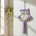 Macrame Owl Wall Hanging Boho Hippy Decor, Handmade Tapestry Fiber Art Wall Decor for Nursery Bedroom Living Room, Sustainable Gift for Owl Lovers & Nature Fans