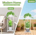 iDavosic.ly 2 Tier Corner Plant Stand Indoor, Tall Vertical Metal Flower Heavy Duty Pot Holder Shelf Outdoor for Patio Porch Living Room, White - Round