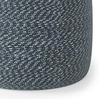 SIMPLIHOME Bayley Round Pouf - 20 inch Wide Handcrafted Braided Cotton Pouf in Aegean Blue and Natural, Transitional Footstool for Living Room or Bedroom with Polystyrene Filling, Assembled - color: Aegean Blue and Natural