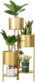 SSS Furniture Corner Plant Stand Indoor Metal, 6 Tier 6 Potted Outdoor Flower Pot Stands Holder Shelves for Living Room, Potted Storage Shelf Rack, Decorative Holder Rack for Multiple Plants (Golden)