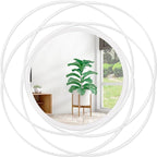 24 inch Round Mirror White, Circle Wall Mirror for Bathroom Vanity,Large Circle Mirror for Wall Decor, for Living Room Bathroom Bedroom Hallway Balcony Vanit