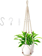 35 Inch Macrame Plant Hanger Hanging Planters for Indoor Plants Plant Pots Hangers for Live Plants and Boho Wall Home Ceiling Decor,Ivory(Planter Pot Not Included)