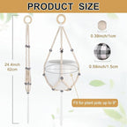 Hotfiary Plant Hanger Indoor Hanging Plant Holder Hang Planter Basket Wood Bead Decorative Flower Pot Holders Boho Farmhouse Rustic Decor Indoor Outdoor (Pot Not Included)