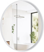 WallBeyond Round Wood Mirror 28 inch Circle Wall Mirror for Bathroom Round Wall Mirror for Wall Decor, Vanity, Entryway Living Room (White)