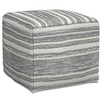 SIMPLIHOME Carina Contemporary Square Woven Pouf in Black Melange, White Wool for the Living Room, Bedroom and Kids Room - color: Black Melange, White, style: Wool Pouf