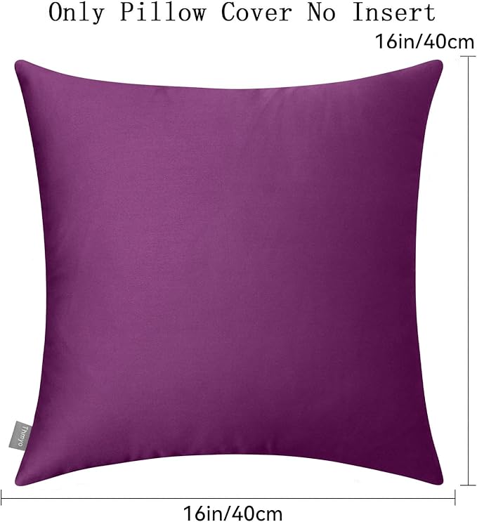 4-Pack 100% Cotton Comfortable Solid Decorative Throw Pillow Case Square Cushion Cover Pillowcase Sublimation Blank Pillow Covers (Cover Only,No Insert)(16x16 inch/ 40x40cm,Dark Reddish Purple)