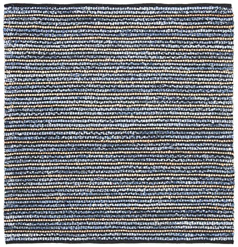 SAFAVIEH Cape Cod Collection Area Rug - 6' Square, Blue & Natural, Handmade Flat Weave Braided Jute & Cotton, Ideal for High Traffic Areas in Living Room, Bedroom (CAP363A) - size: 6' x 6' (Square)