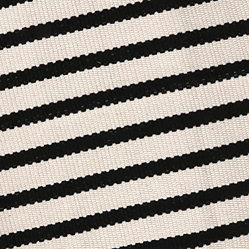 LEEVAN Black and White Striped Rug Doormat 2x3 Washable Front Porch Rug Farmhouse Layered Door Mats Outdoor Cotton Hand Woven Throw Carpet for Entryway/Front Steps/Bathroom/Home Entrance - color: Black and White, size: 2' x 3' (Rectangular)