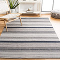 SAFAVIEH Montauk Collection Accent Rug - 4' x 6', Grey & Black, Handmade Flat Weave Boho Stripe Cotton, Ideal for High Traffic Areas in Entryway, Living Room, Bedroom (MTK851H) - color: Grey/Black, size: 4' x 6' (Rectangular)