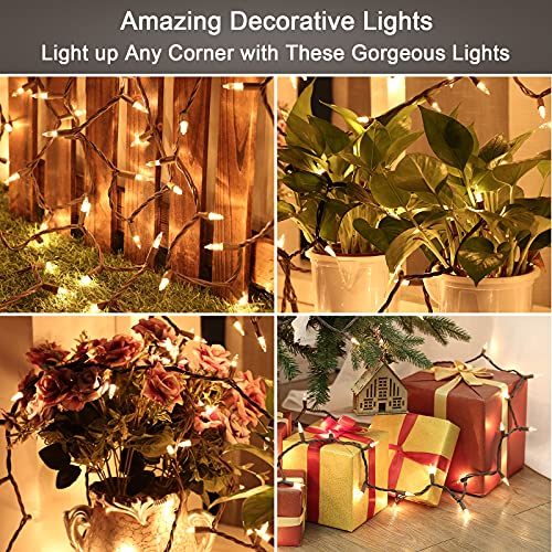 ODEETRONIC Clear Christmas Lights String, 21.63ft 100 Count Incandescent Brown Wire String Lights, UL Certified Outdoor Christmas Light, Connectable Indoor Tree Lights for Wedding Party, Warm White - color: Warm White-Brown Wire, size: 100 Count Incandesc