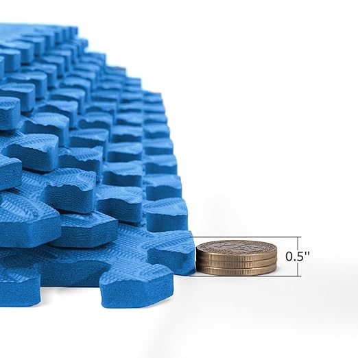 Art3d 48 Sq.Ft Eva Puzzle Exercise Mats, 1/2" Thick Foam Interlocking Tiles for Flooring, Workout, Gym Equipments, Pack of 12, Blue