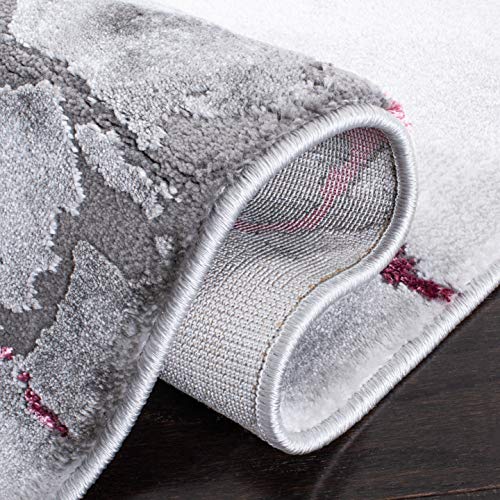 SAFAVIEH Craft Collection Runner Rug - 2'3" x 8', Grey & Wine, Modern Abstract Design, Non-Shedding & Easy Care, Ideal for High Traffic Areas in Living Room, Bedroom (CFT877S) - color: Grey/Wine, size: 2'3" x 8' (Runner)