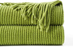 BATTILO HOME Apple Green Throw Blanket for Couch, Soft Chenille Knit Throws with Tassels for Home Decor, Spring Green Throws for Couch Cover, 50"x60"