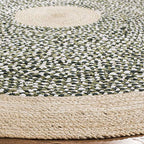 SAFAVIEH Cape Cod Collection Area Rug - 4' Round, Green & Natural, Handmade Braided Jute & Cotton, Ideal for High Traffic Areas in Living Room, Bedroom (CAP210Y) - color: Green/Natural, size: 4' (Round)