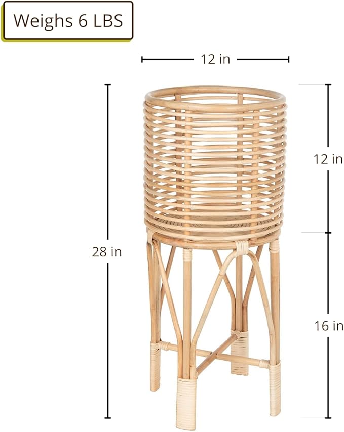 KOUBOO Rattan Indoor Plant Stand - Plant Holder, Rattan Shelf, Tiered Plant Stand, Planter Display, Home Storage for Plant Pots, Medium, Natural Brown