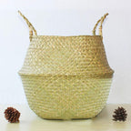 Newooh Craft Small Seagrass Belly Basket for Storage, Laundry, Picnic and Woven Straw Beach Bag - Plant Pots Cover Indoor Decorative