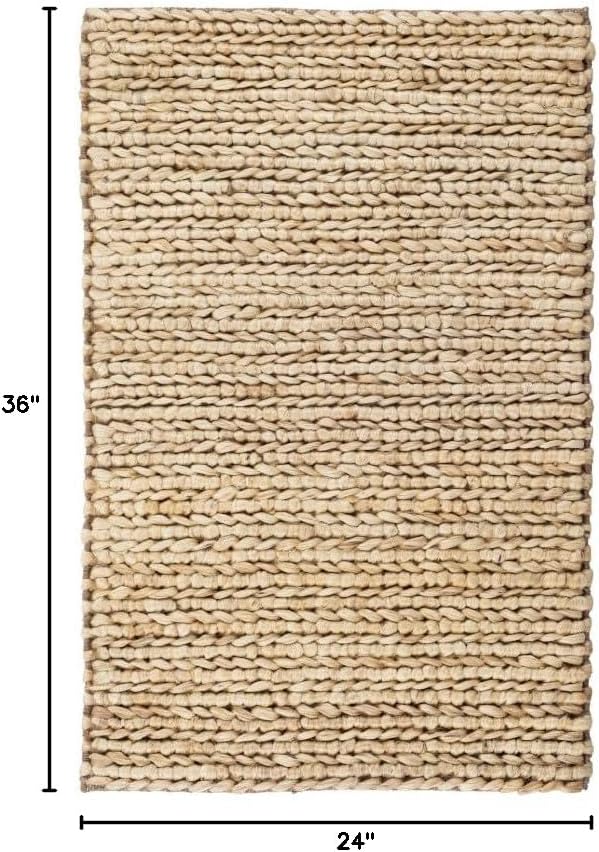 Dash & Albert Jute Handwoven Natural Rug, 2 X 3 Feet, Tan Solid Pattern