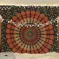 Bless International Handmade Indian hippie Bohemian Psychedelic Peacock Mandala Wall hanging College Dorm Beach Throws Table Cloth Bedding Tapestry (Golden Green, Twin(54x72Inches)(140x185cms)) - color: Golden Green, size: 72"L x 54"W