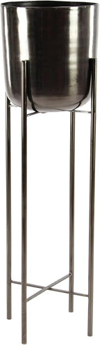 CosmoLiving by Cosmopolitan Metal Indoor Outdoor Planter Dome Large Planter Pot with Removable Stand, Set of 2 Planters 39", 46"H, Black