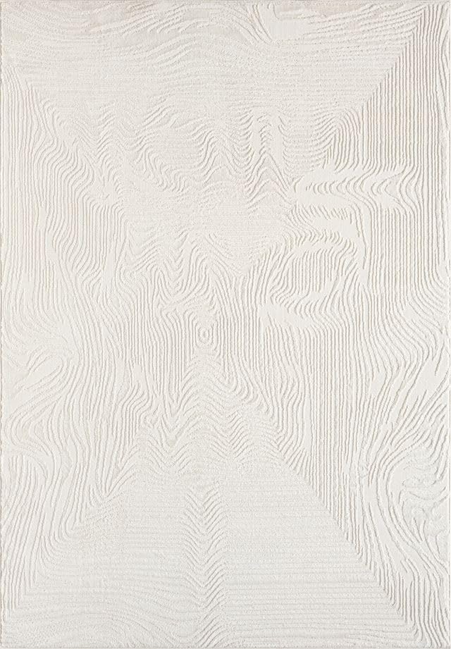 Abani Zen 2' x 3' Cream Rug – Neutral Layered Wavy Borders Pattern, Small Soft Accent Rug for Entryway & Bedroom, Durable & Easy to Clean - size: 2' x 3'