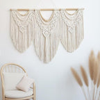 oiikain Large Handmade Boho Macrame Wall Hanging Tapestry - Chic Bohemian Woven Home Decor art for Living Room, Bedroom, and Wedding Parties (43''x32'', Wooden beads)