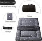 MAXYOYO Grey Triangle Japanese Floor Futon Mattress, Tatami Mat Portable Camping Mat Kids Sleeping Pad Foldable Roll Up Floor Lounger Pillow Bed Twin Size with Mattress Protector Cover