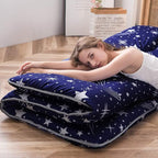 MAXYOYO Navy Starry Sky Japanese Futon Mattress, Tatami Floor Mat, Portable Camping Sleeping Pad, Foldable Roll Up Lounger Bed Full Size with Mattress Protector Cover