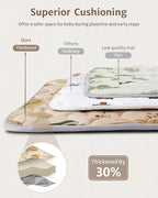 Blissful Diary Baby Play Mats for Floor, 50x50 Playpen Mat, Thick Cushioning Padding Foam Playmat for Baby and Toddlers Infants, Non-Slip & Machine Washable, Earth Tones Design