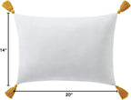 Indigo Ink - Decorative Pillow, Tufted Stripe Pillow with Tassels, Throw Pillows for Couch or Bed, Boho Home Decor, 14" x 20" (Tufted Medallion Collection, Grey/Yellow)