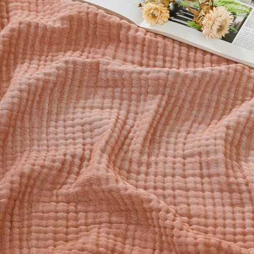 EMME Cotton Muslin Large Throw Blanket Couch Breathable Gauze Blanket Soft Lightweight Bed Blankets Adults (Orange Red, 50"x70") - color: 10 - Orange Red, size: Large Throw (50" X 70")